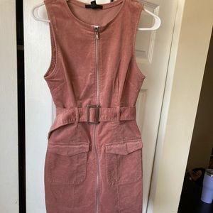 Pink F21 velvet mini zip up dress/jumper